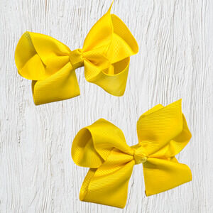 Set of 2 Yellow Grosgrain Hair Bows 3" Alligator Clip Cheer Dance NEW